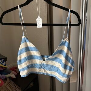 a new day Blue and White Striped Bralette
